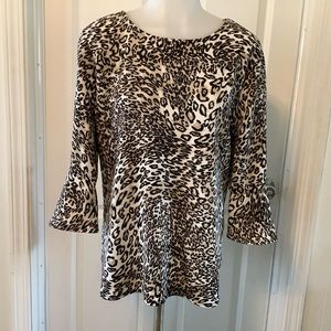 Croft & Barrow animal print long sleeve blouse size Large